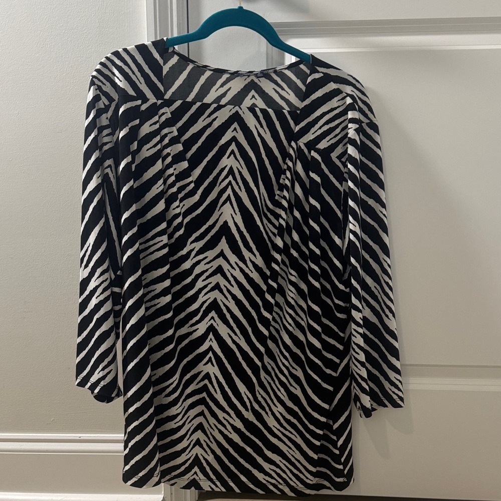 Jones New York Black and White Zebra Print Blouse